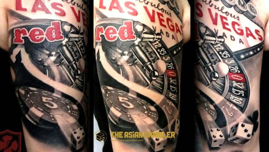 A body tattoo with a design of casino roulette