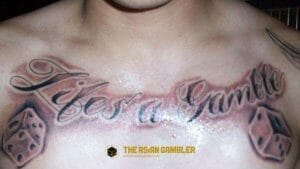 A body tattoo with a design of casino gambling
